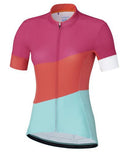 fietsshirt Sumire dames polyester roze/blauw maat M
