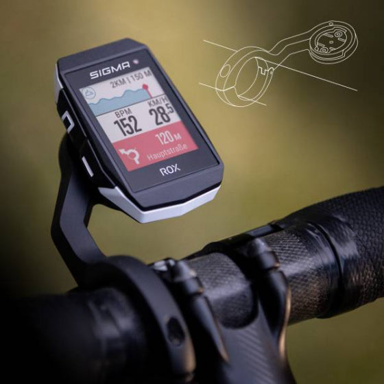 GPS Fietscomputer Sigma ROX 11.1 EVO GPS HR set met korte Butler stuurhouder - wit