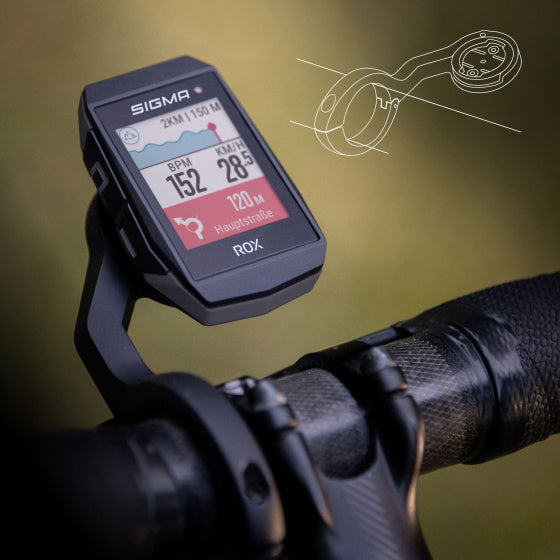 GPS Fietscomputer Sigma ROX 11.1 EVO GPS HR set met korte Butler stuurhouder - zwart