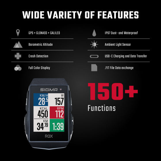 GPS Fietscomputer Sigma ROX 11.1 EVO GPS HR set met korte Butler stuurhouder - zwart