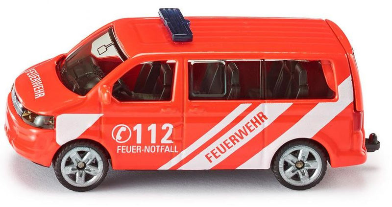 VW Transporter brandweerbus 8,5 cm staal rood/wit (1460)