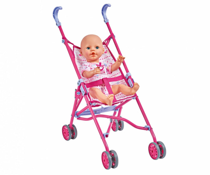 poppenbuggy meisjes 57 cm roze/wit