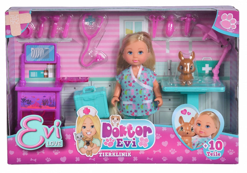 speelset Evi Love Dierenarts junior 12 cm roze 10-delig