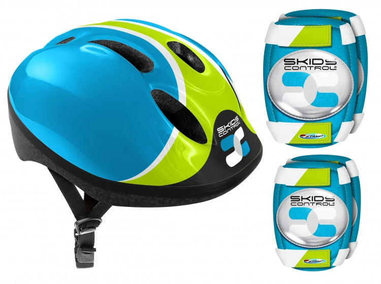fiets-/skatehelm met bescherming jongens blauw 52-56 cm
