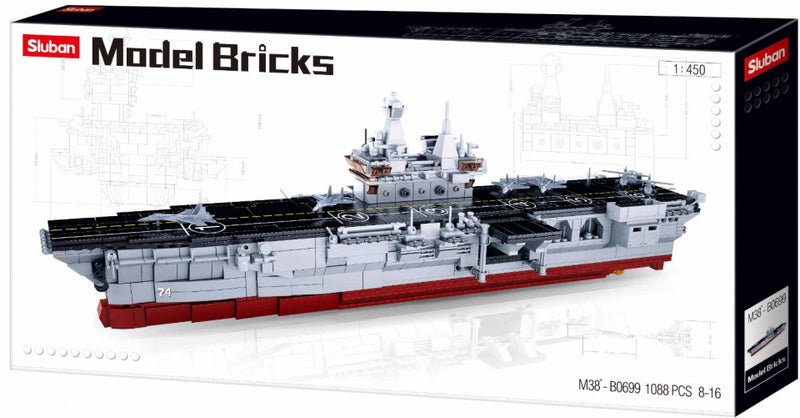 aanvalschip model bricks junior 76 x 38 x 9 cm wit blauw
