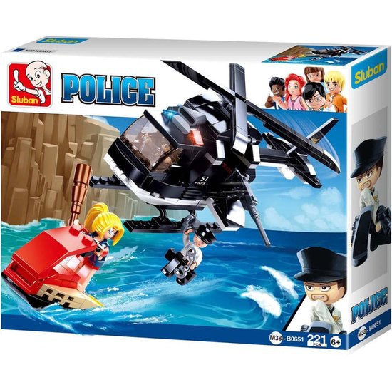 helikopter Politie junior 23,7 cm ABS zwart 221-delig