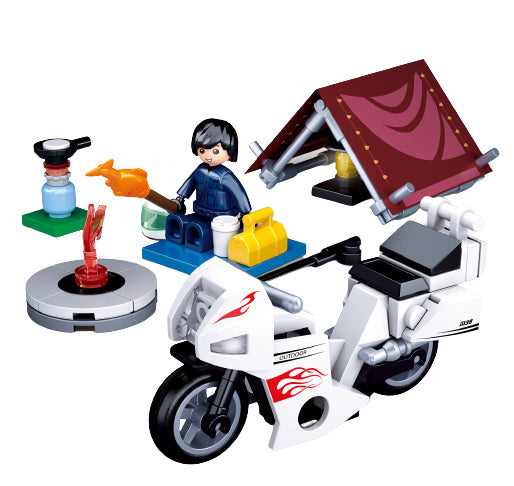 kamperende motorijder Town junior 16,5 cm 77-delig