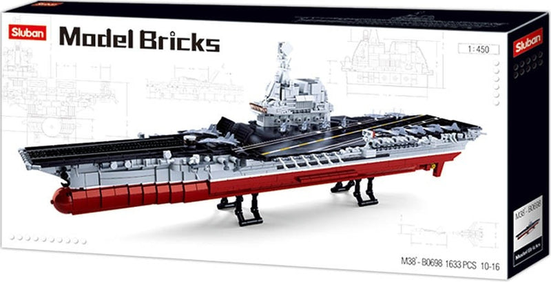 vliegdekschip Model Bricks junior rood/grijs 1633-delig