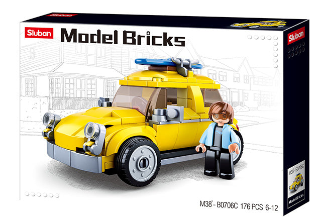Model bricks: klassieke volksauto geel (M38-B0706C)