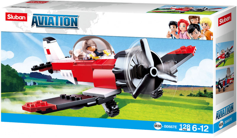 stuntvliegtuig junior 15,9 cm rood/zwart/wit 128-delig