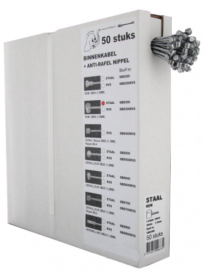 kabeldoos 50 binnenkabels 225 cm staal zilver