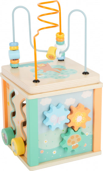 Small Foot - Houten Activiteitenkubus en Motoriekspiraal Pastel