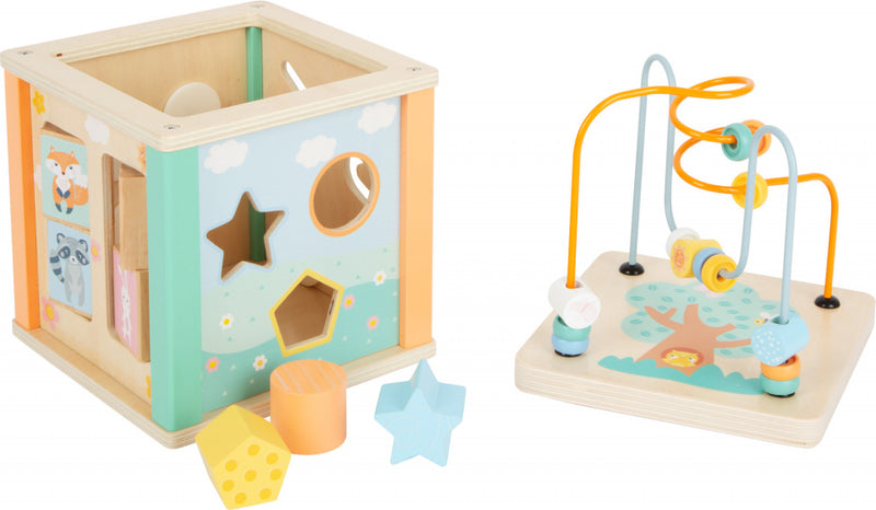 Small Foot - Houten Activiteitenkubus en Motoriekspiraal Pastel