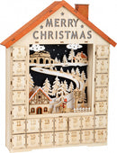 adventskalender Kerst 33 x 49 cm hout bruin