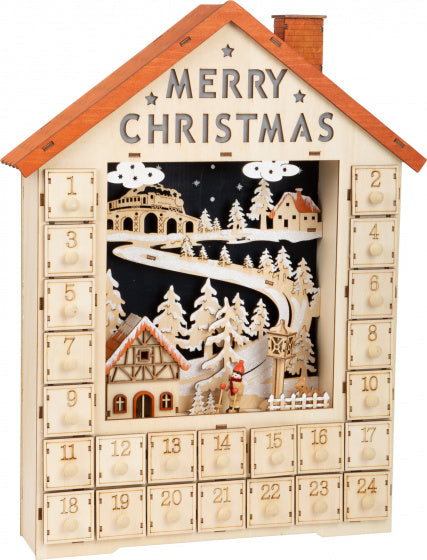 adventskalender Kerst 33 x 49 cm hout bruin