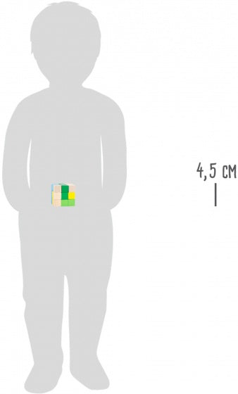 bouwkubus blauw/groen/geel/blank 4,5 cm