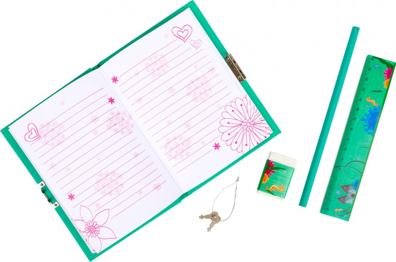 dagboek Zeemeermin met slot 15 cm groen