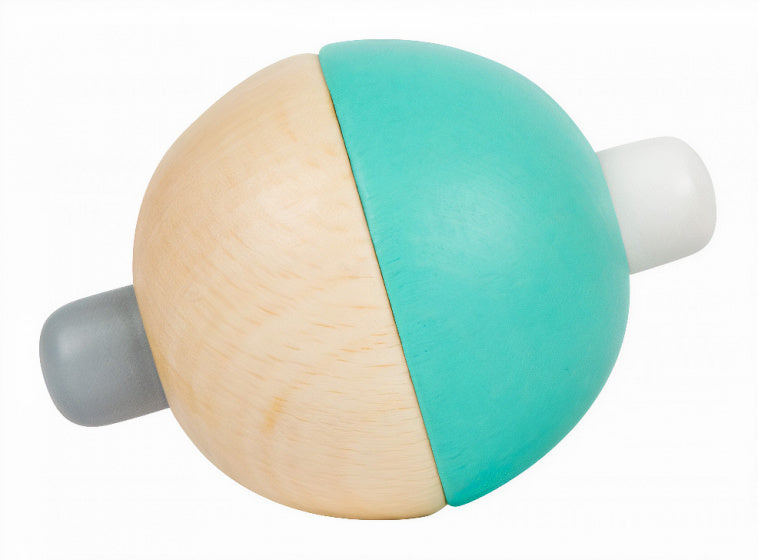 grijpballen junior 5 cm hout naturel/turquoise