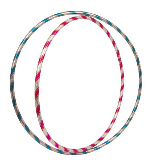 Glitter Hoela Hoep Set: Blauw 71 cm en Roze 66 cm