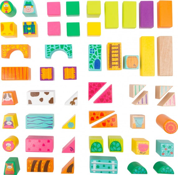 houten bouwblokken boerderij 80 stuks