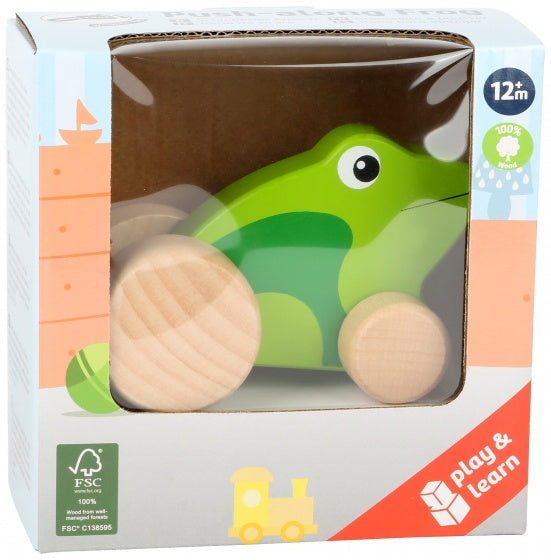 houten duwkikker groen 10 cm