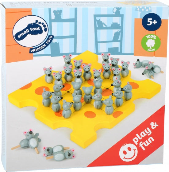 gezelschapsspel Solitaire Kaas junior 20 cm geel/grijs