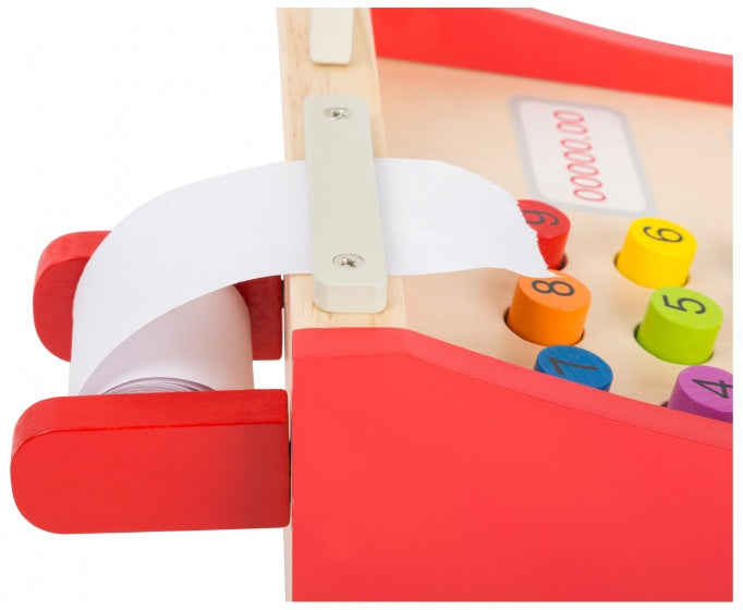 houten speelkassa blank/rood 7,5 cm