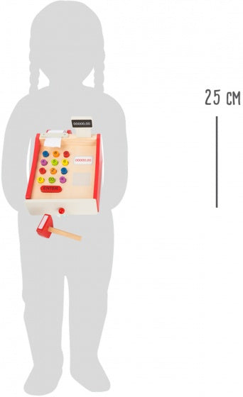 houten speelkassa blank/rood 7,5 cm