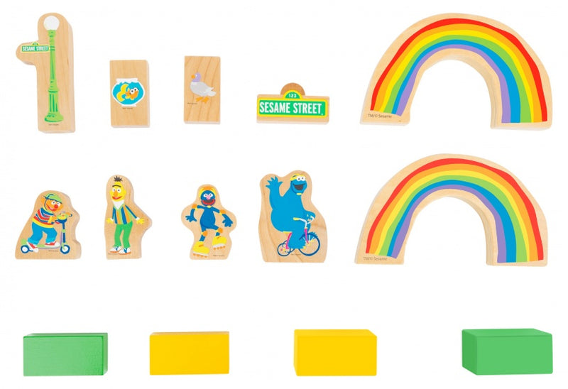 houten treinset Sesamstraat 27-delig