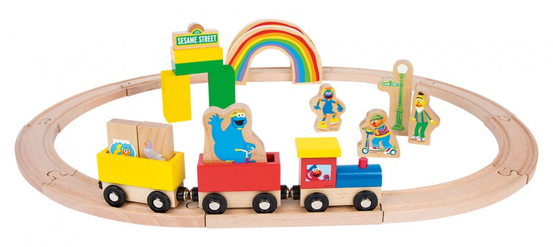 houten treinset Sesamstraat 27-delig