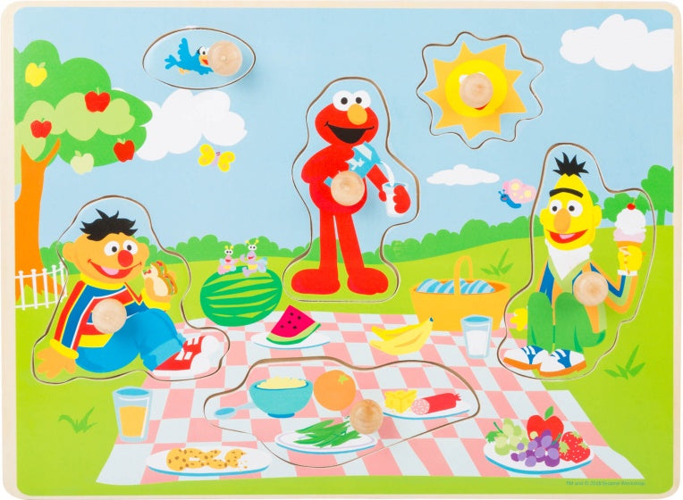 houten vormenpuzzel Sesamstraat picknick 30 cm