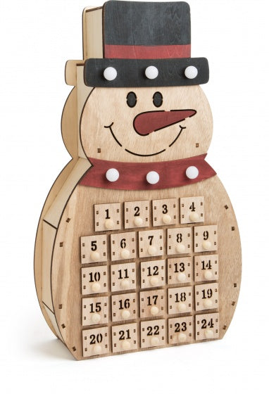 Adventskalender sneeuwpop hout 40 x 23 x 8 cm