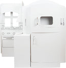 Speelkeuken gemaakt van bouwkarton