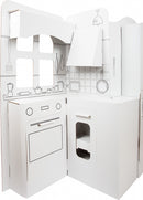 Speelkeuken gemaakt van bouwkarton