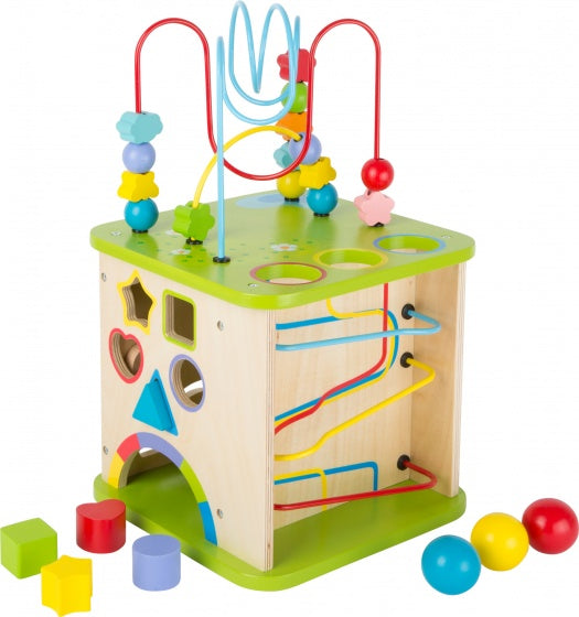 Small Foot - Houten Activiteitenkubus met Knikkerbaan, 8dlg.
