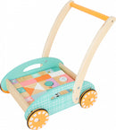 Small Foot - Houten Baby  Walker Loopwagen met Blokken Pastel, 35dlg.