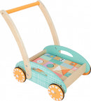Small Foot - Houten Baby  Walker Loopwagen met Blokken Pastel, 35dlg.
