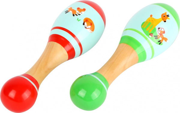 maracas hout groen/rood 20cm