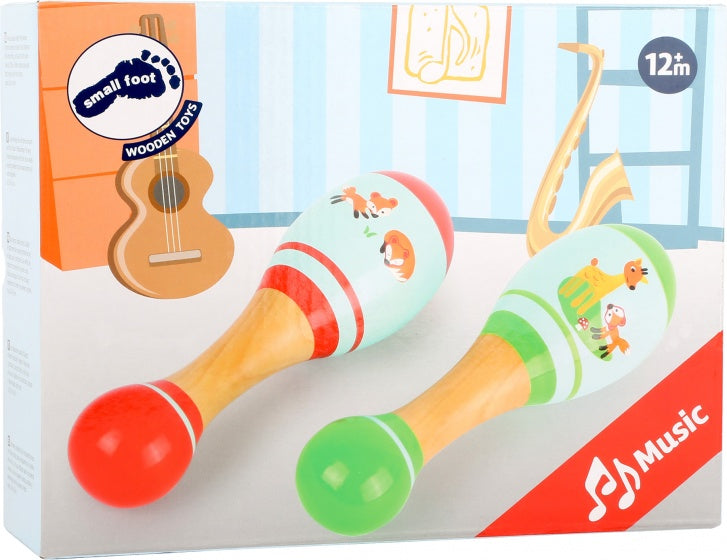 maracas hout groen/rood 20cm