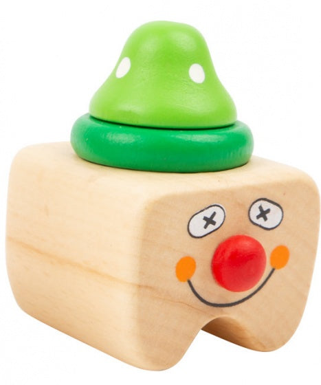 melktanddoosje Clown hout 5 cm blank/groen