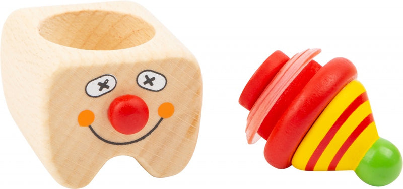 melktanddoosje Clown hout 5 cm blank/rood