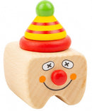 melktanddoosje Clown hout 5 cm blank/rood