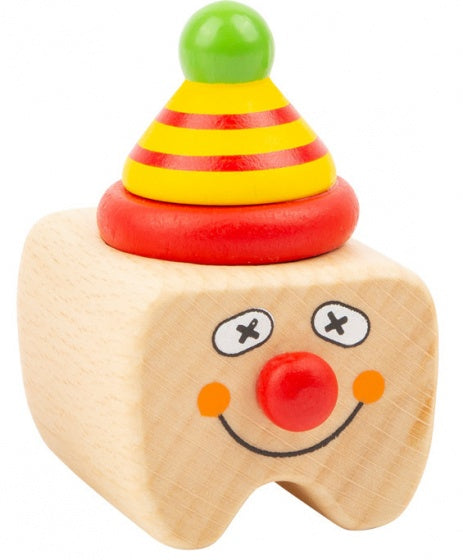 melktanddoosje Clown hout 5 cm blank/rood