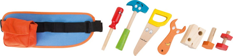 Riem met houten gereedschap 8-delig rood