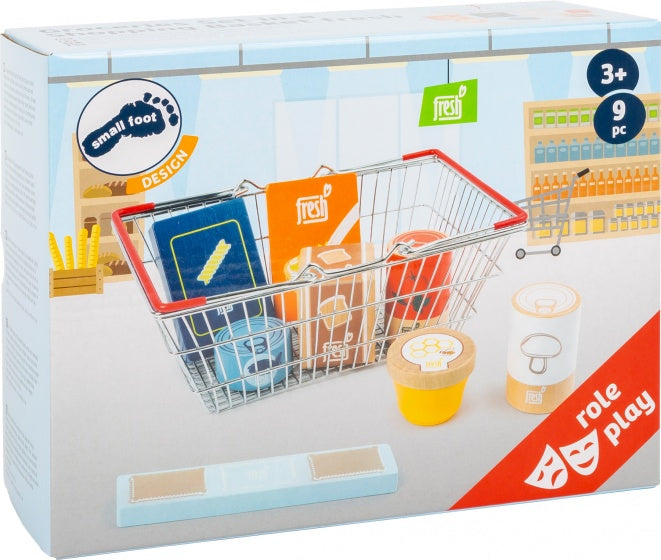 Small Foot - Houten Speeleten in Winkelmandje, 9dlg.