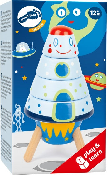 stapelraket Space hout junior 15 cm 5-delig