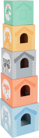 Small Foot - Stapeltoren met Bosdieren Pastel, 10dlg.