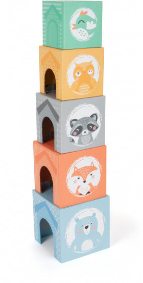 Small Foot - Stapeltoren met Bosdieren Pastel, 10dlg.