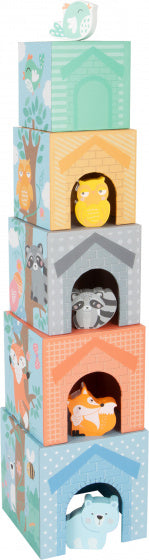 Small Foot - Stapeltoren met Bosdieren Pastel, 10dlg.