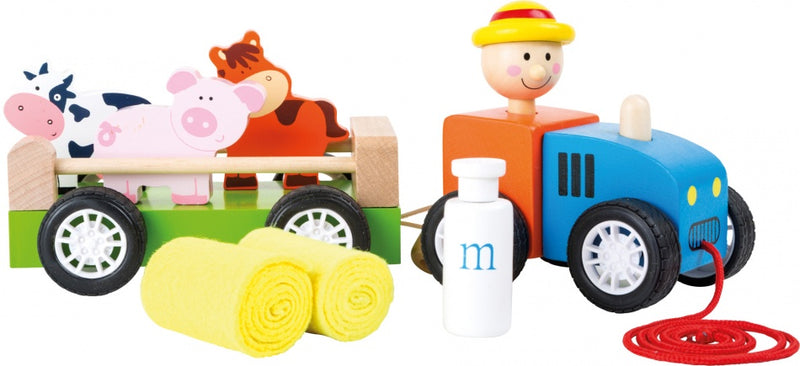 Trekspeelgoed Boer en Dieren 24 x 10 x 10 cm